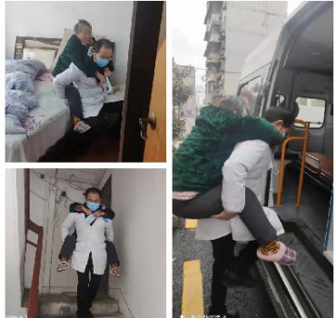 建安社区站长背送空巢老人转诊